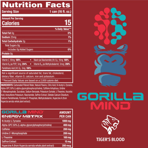 Gorilla Mind RTD Energy Drink - Tiger's Blood (1 Can)