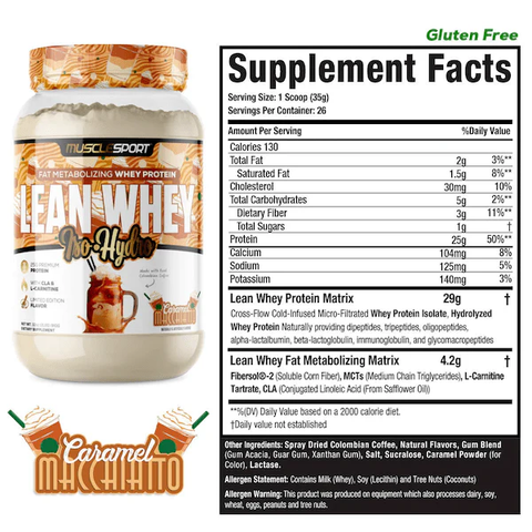 MuscleSport Lean Whey 2lb - Caramel Macchiato (25mg caffeine per serving)