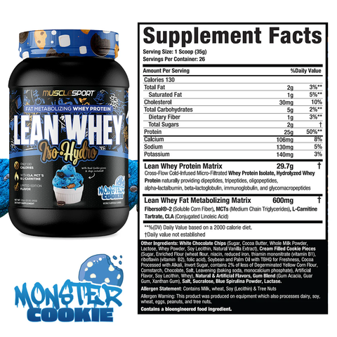 MuscleSport Lean Whey 2lb - Monster Cookie