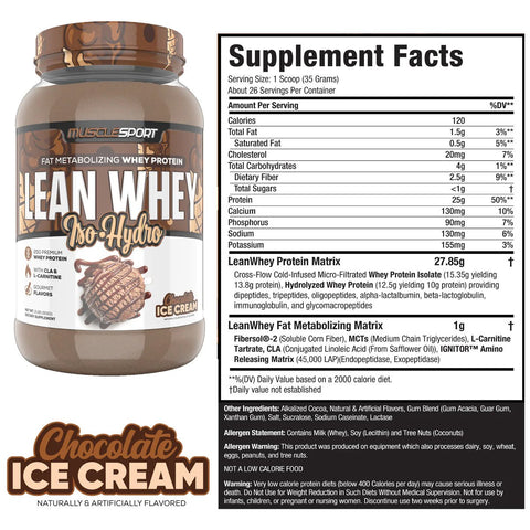 MuscleSport Lean Whey 2lb - Chocolate Ice Cream