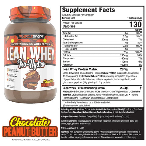 MuscleSport Lean Whey 2lb - Chocolate Peanut Butter