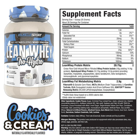 MuscleSport Lean Whey 2lb - Cookies & Cream