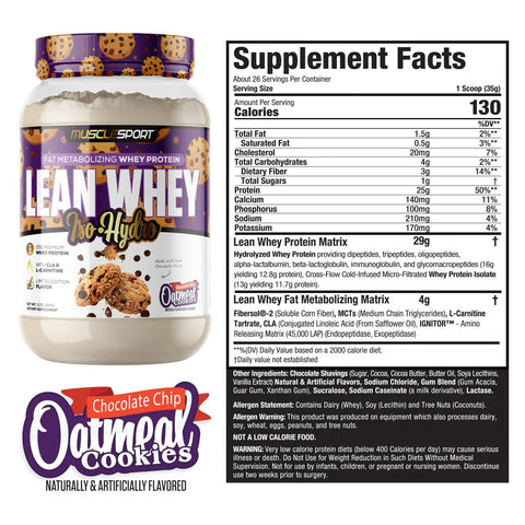 MuscleSport Lean Whey 2lb - Chocolate Chip Oatmeal Cookies