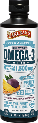 Barlean's Seriously Delicious High Potency Omega-3 Fish Oil Passion Pineapple Smoothie (16oz)